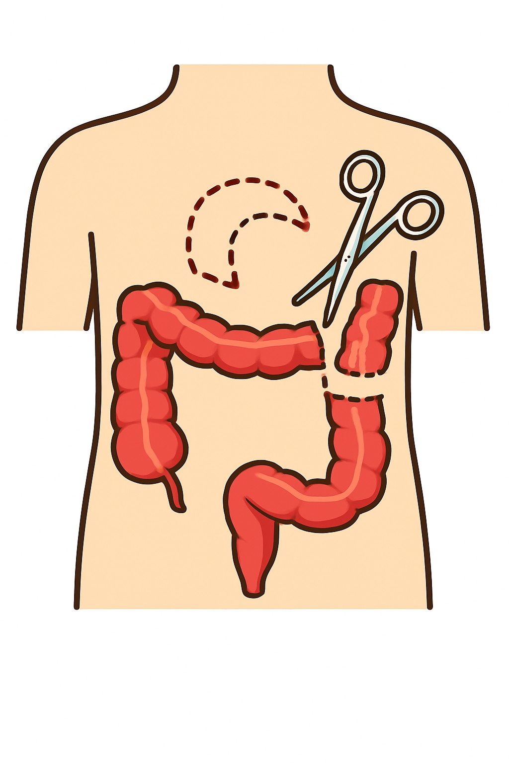 Colectomy (Partial colon resection) procedure illustration
