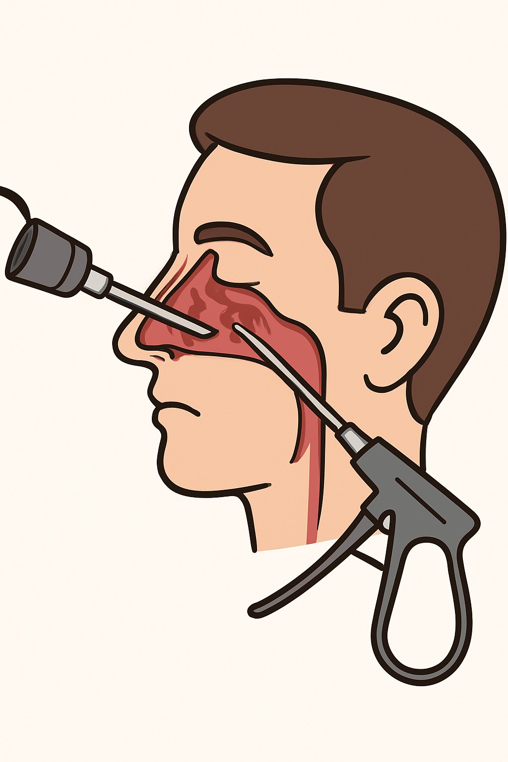 Endoscopic Sinus Surgery (ethmoidectomy) procedure illustration