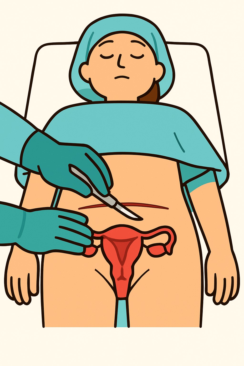 Hysterectomy (Abdominal) procedure illustration