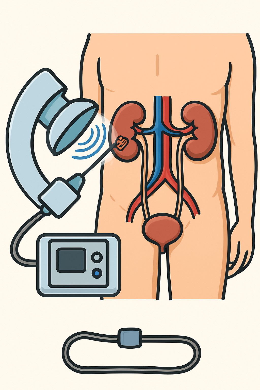 Kidney Stone Lithotripsy procedure illustration