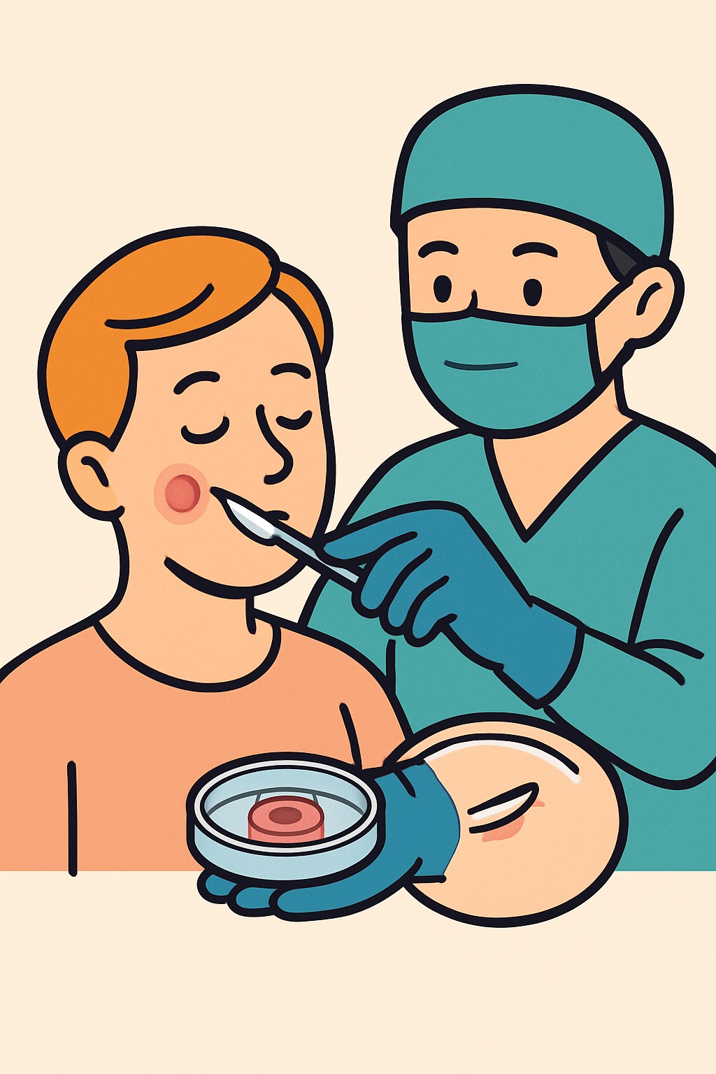 Mohs Micrographic Surgery (first stage) procedure illustration