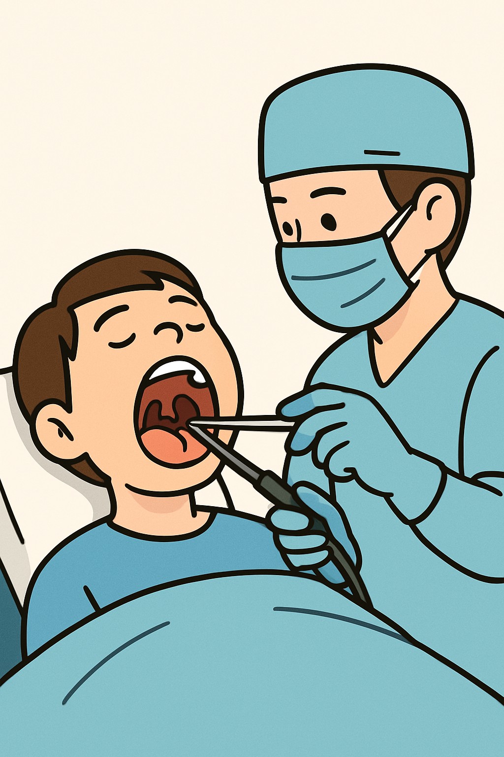 Tonsillectomy procedure illustration