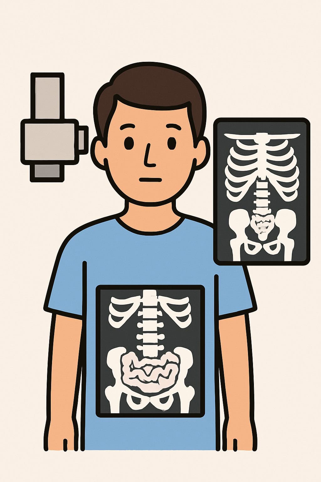 Abdominal X-ray (1 view) procedure illustration