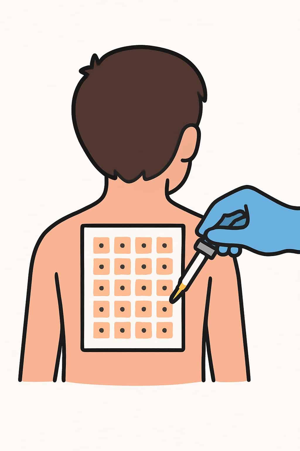 Allergy patch testing (multi-allergen panel) procedure illustration