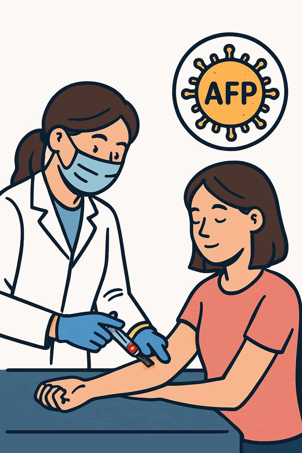 Alpha-fetoprotein (AFP) tumor marker test procedure illustration