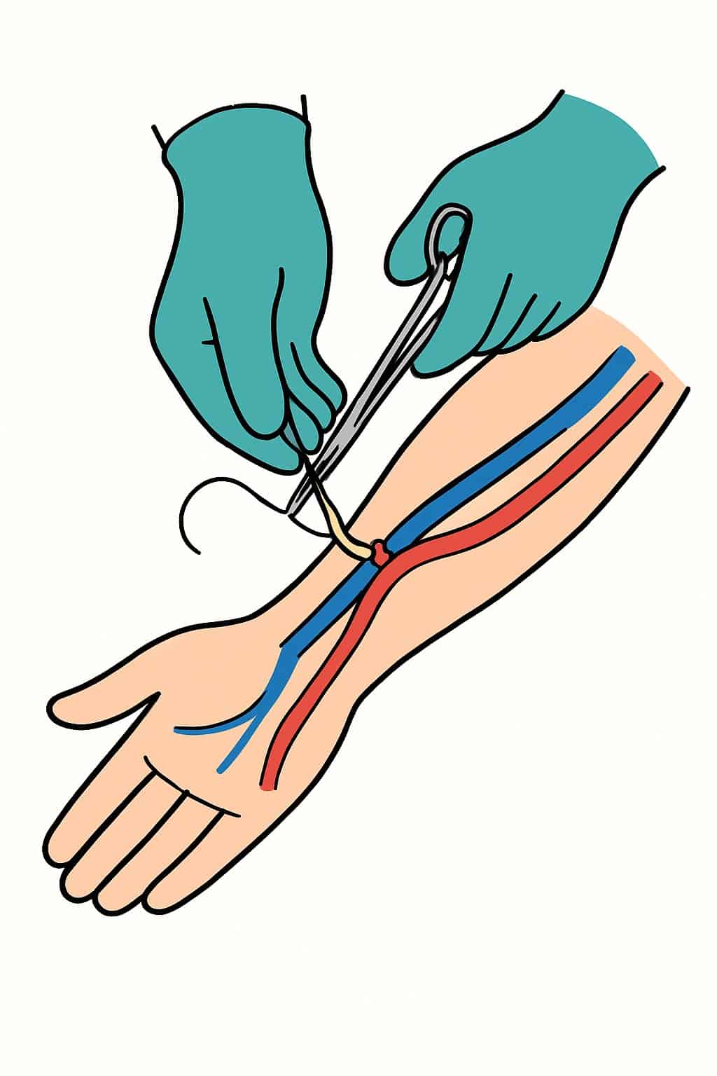 Arteriovenous fistula creation (for dialysis) procedure illustration