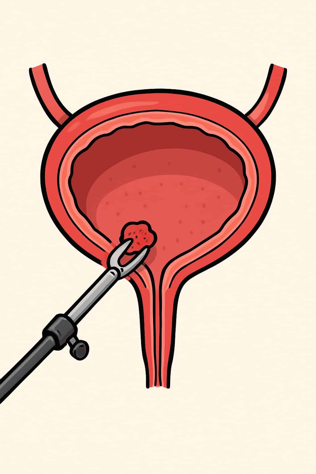 Bladder tumor removal (small tumor) procedure illustration