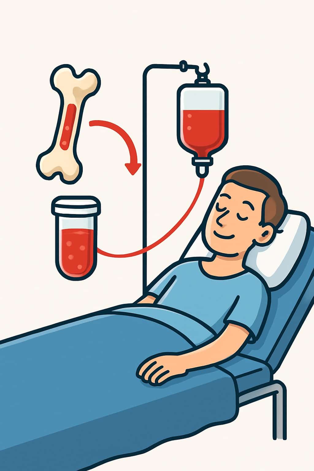 Bone marrow transplant - autologous procedure illustration