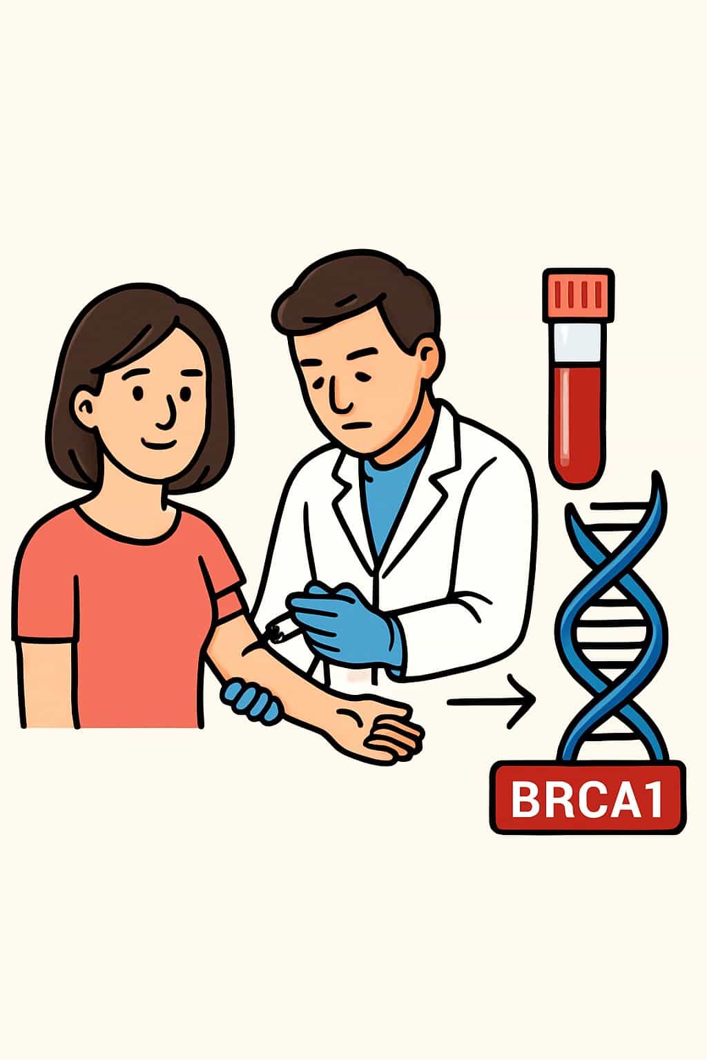 BRCA1 gene analysis (breast cancer gene 1) procedure illustration