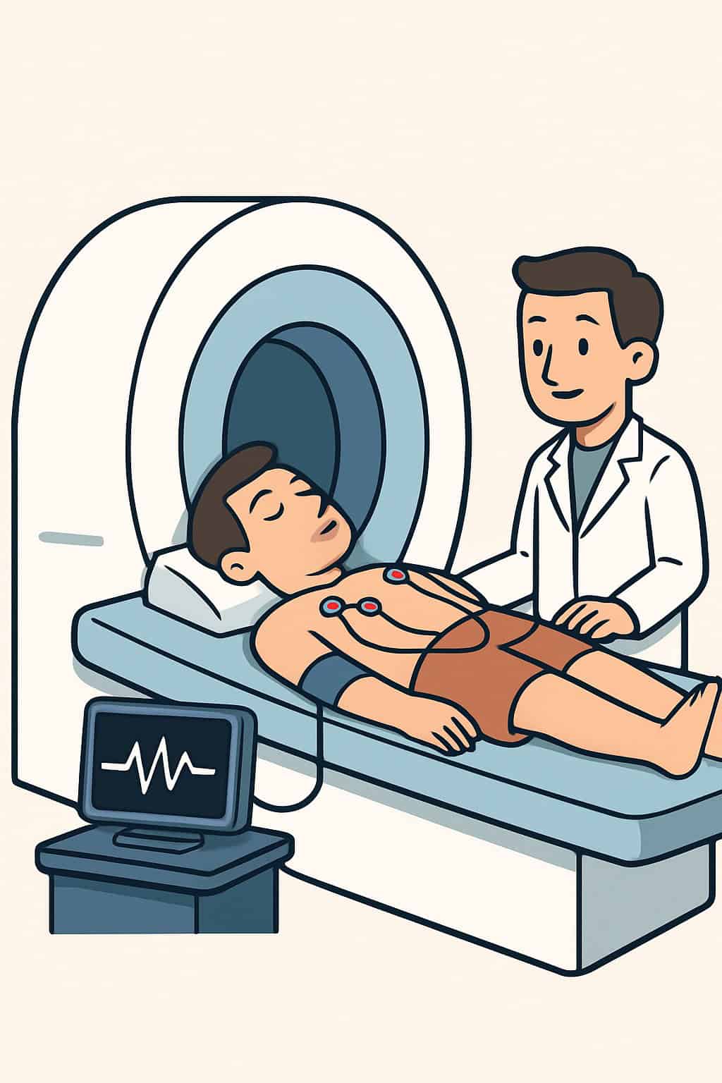 Cardiac MRI procedure illustration