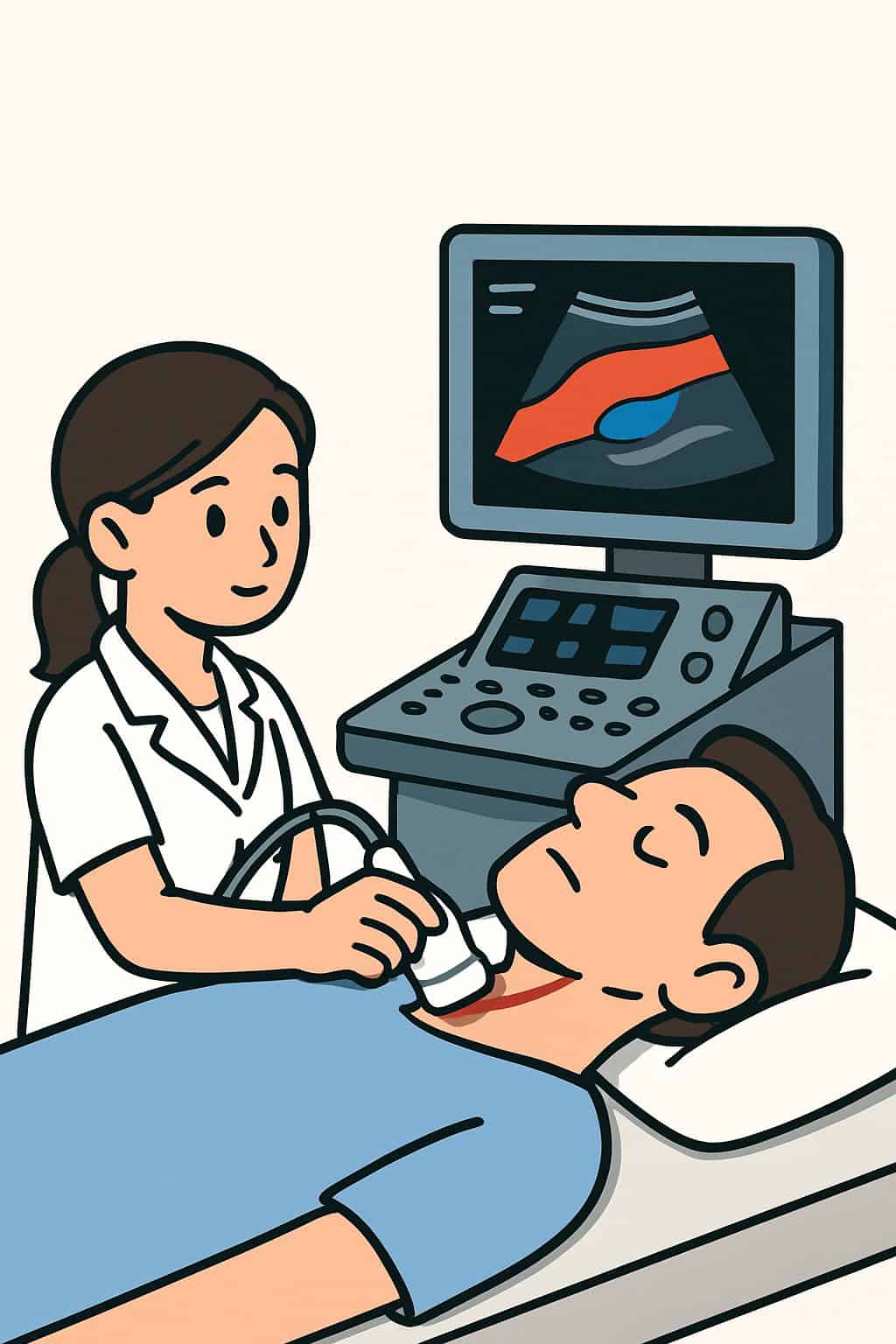 Carotid artery duplex ultrasound procedure illustration