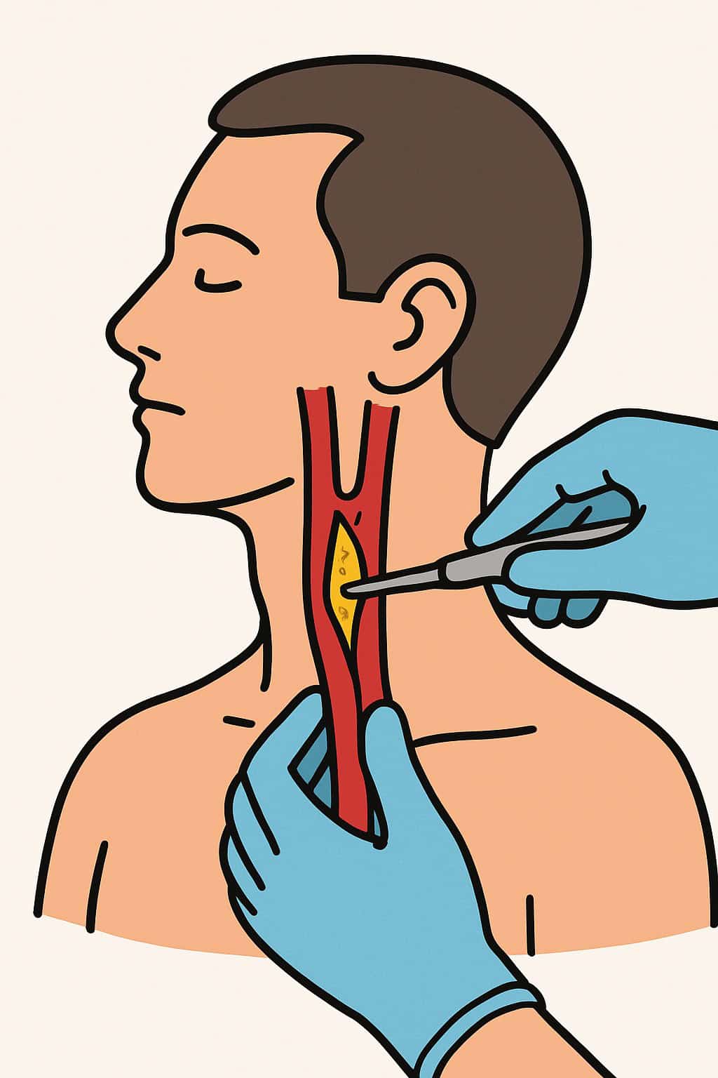 Carotid Endarterectomy (Neck artery cleanup) procedure illustration