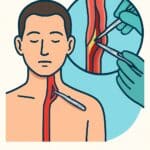 Minimally invasive spine surgery illustration, showing a patient undergoing spinal procedures with specialized surgical tools for accurate treatment.
