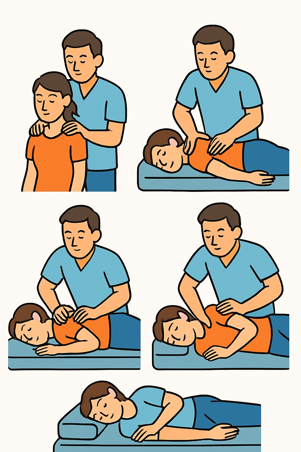 Chiropractic adjustment (5 regions) procedure illustration