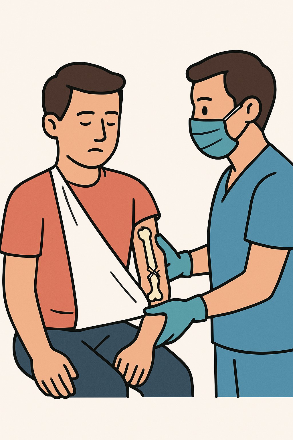 Closed treatment of humerus fracture (no manipulation) procedure illustration