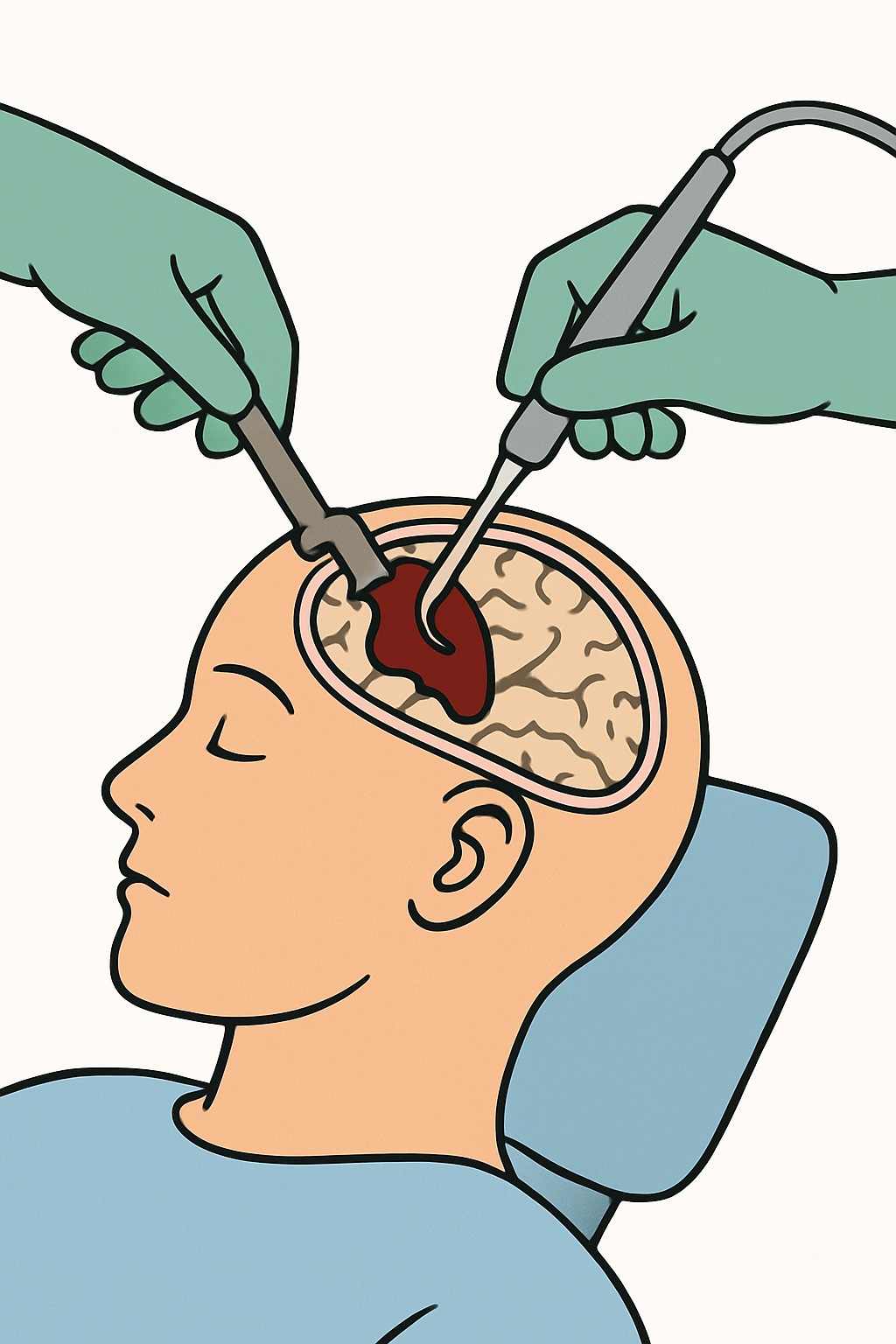 Craniectomy for Clot (Evacuation of subdural hematoma) procedure illustration