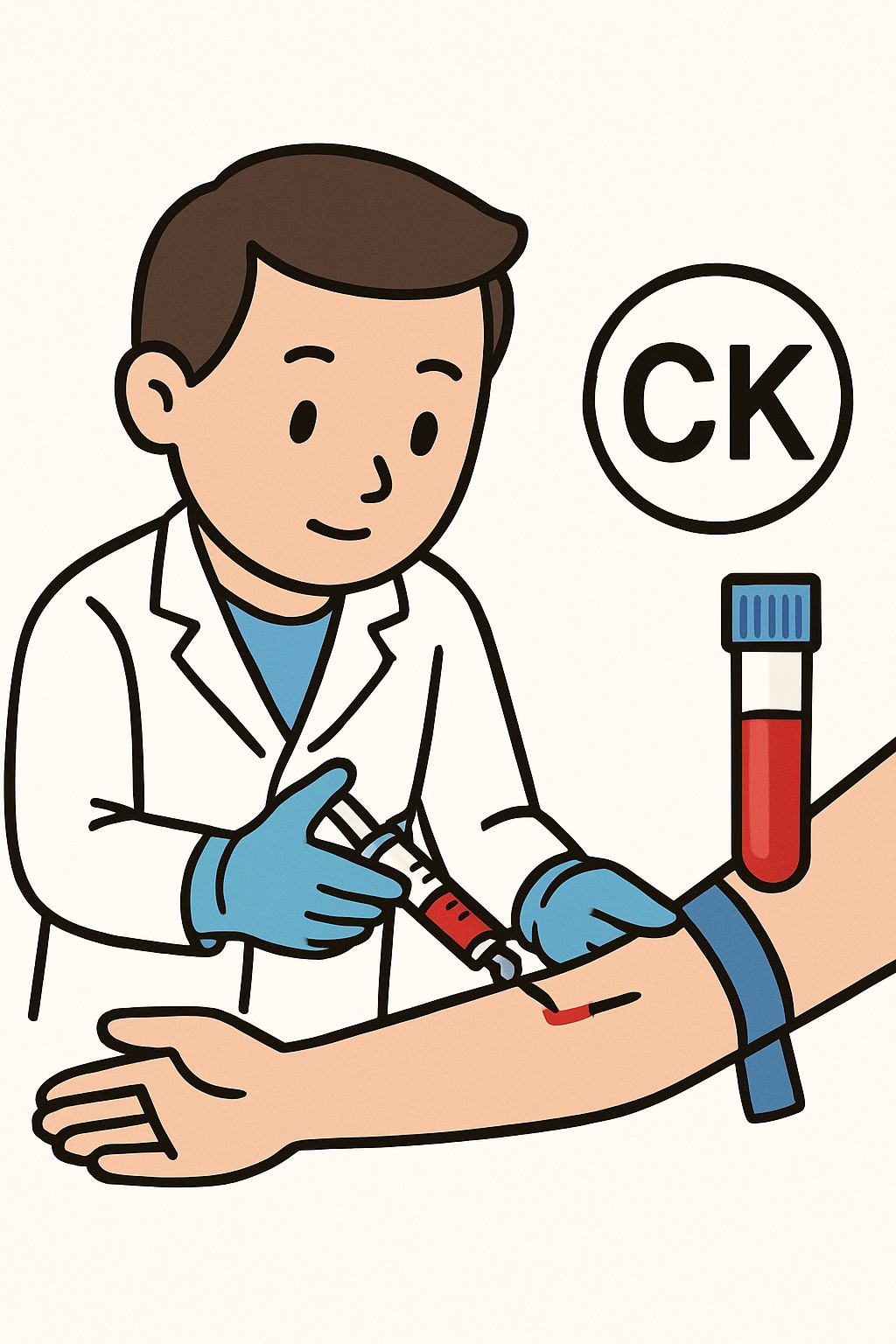 Creatine kinase (CK) muscle enzyme test procedure illustration