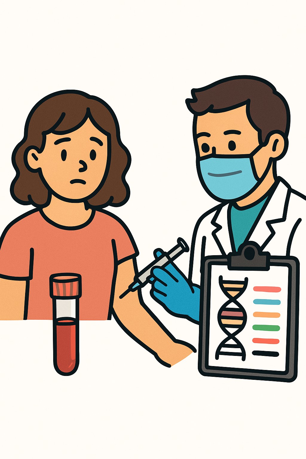 Cystic fibrosis genetic screening (DNA panel) procedure illustration