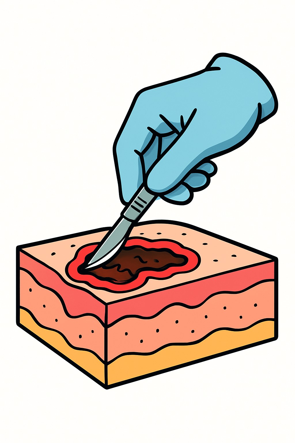 Debridement of skin/tissue (first 20 sq cm) procedure illustration