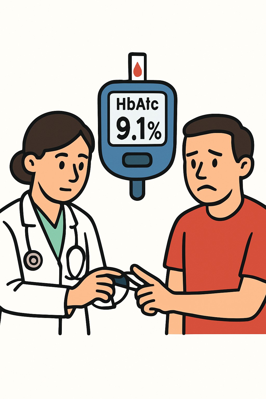 Diabetes care: HbA1c > 9% (poor control) procedure illustration