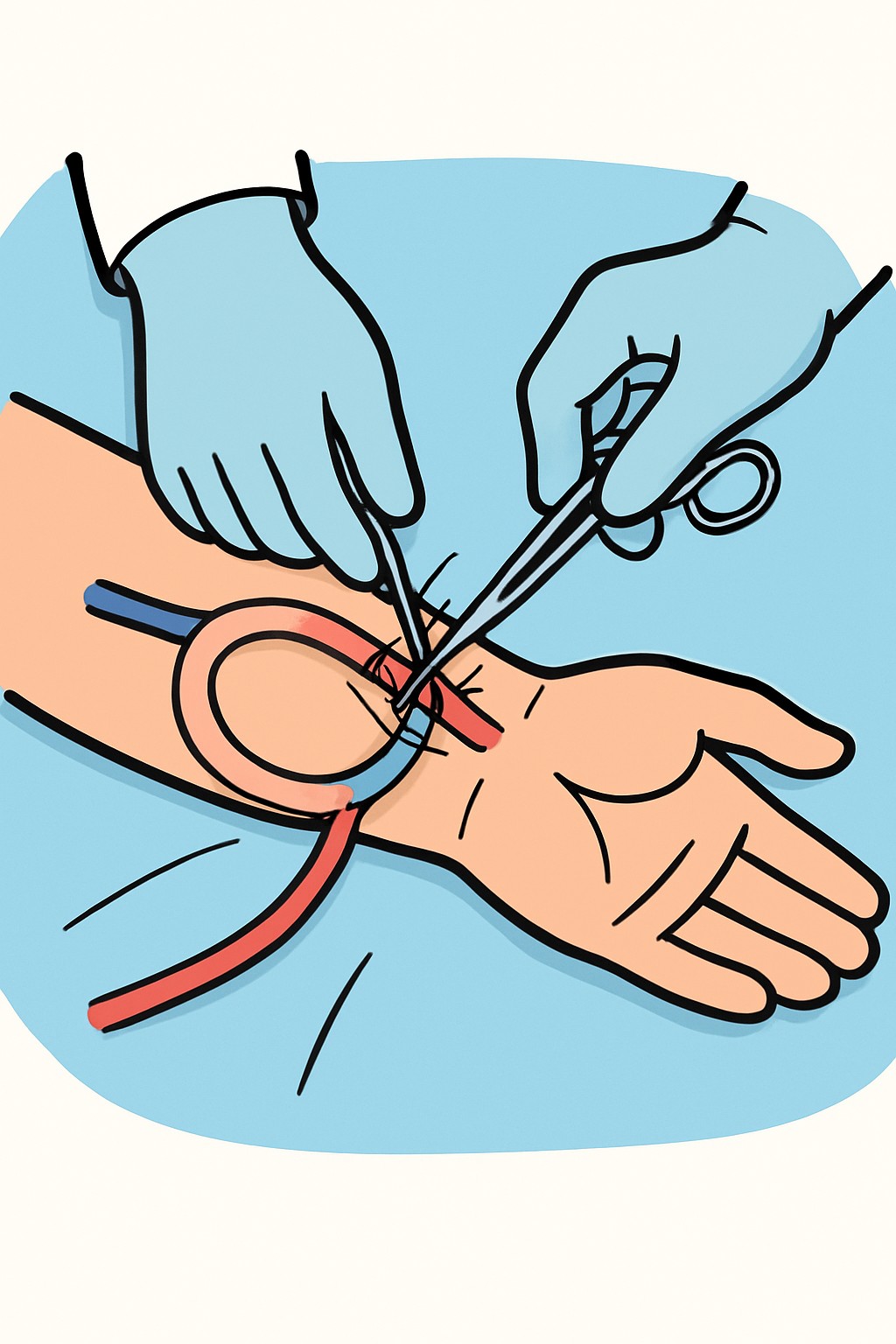 Dialysis graft revision (AV graft repair) procedure illustration