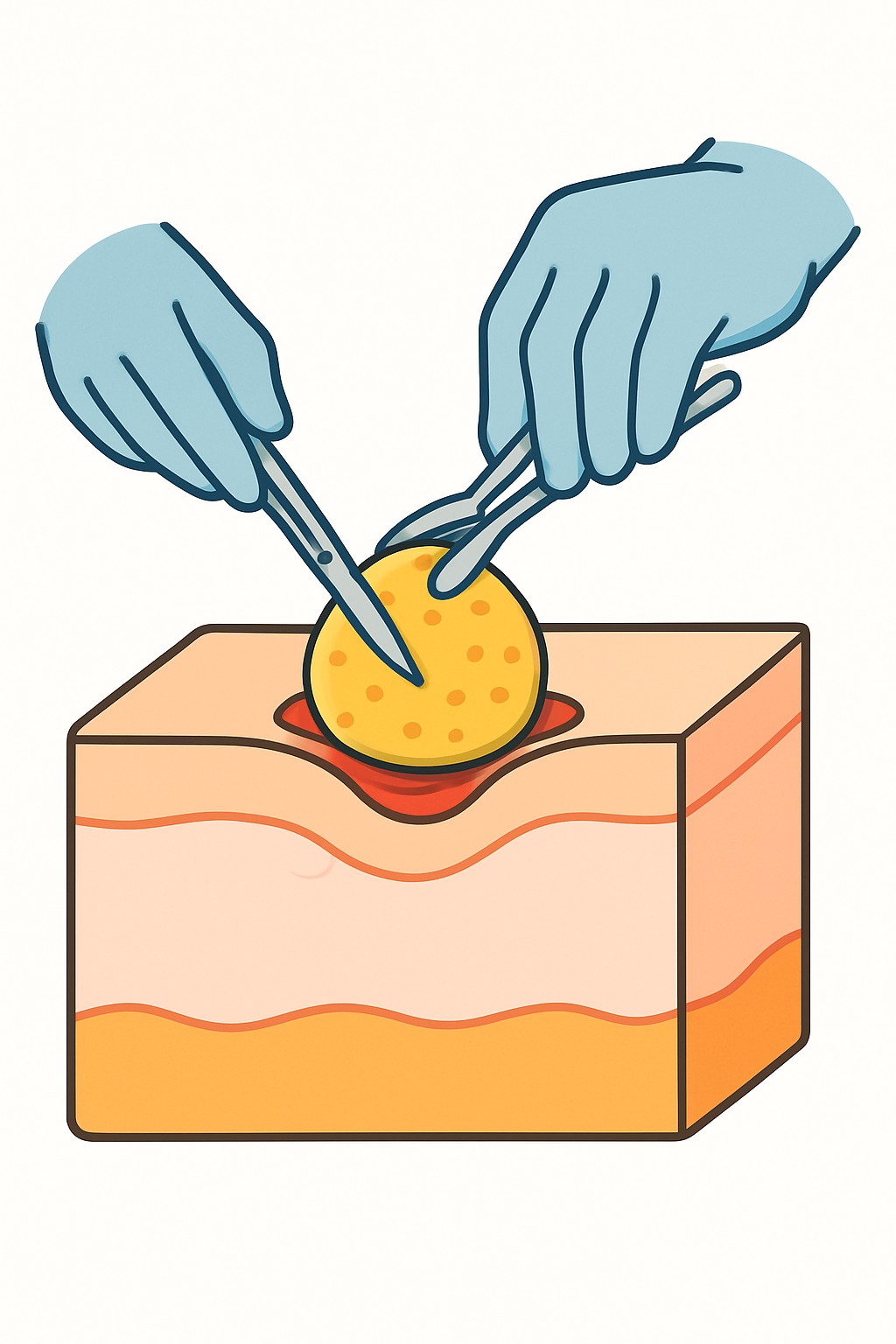 Excision of soft tissue tumor (e.g. lipoma) procedure illustration