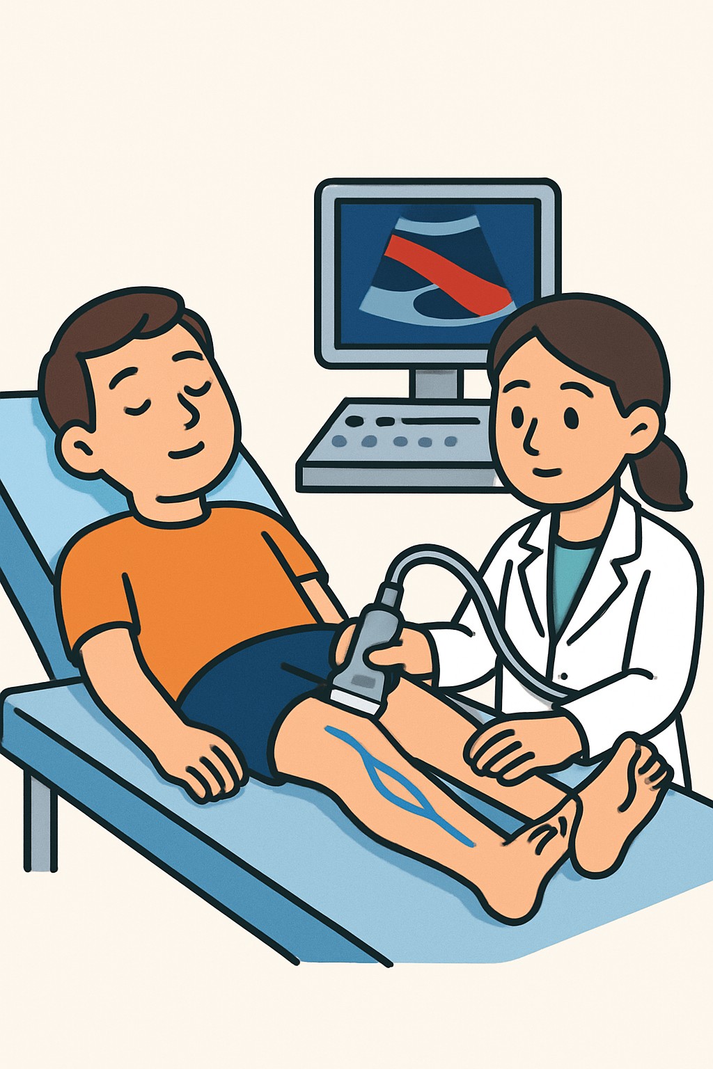 Extremity vein duplex scan (unilateral) procedure illustration
