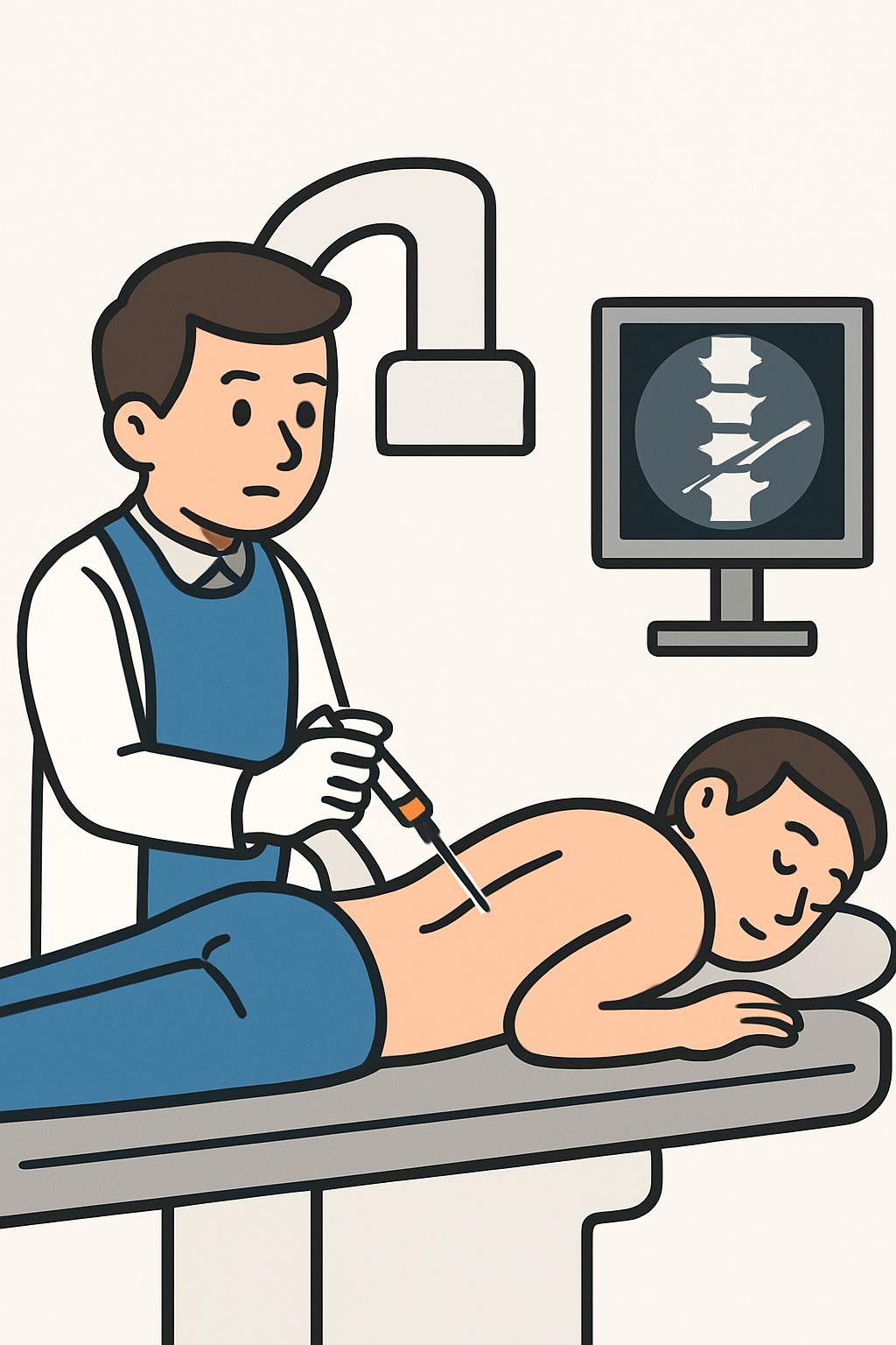 Fluoroscopy guidance for needle placement procedure illustration