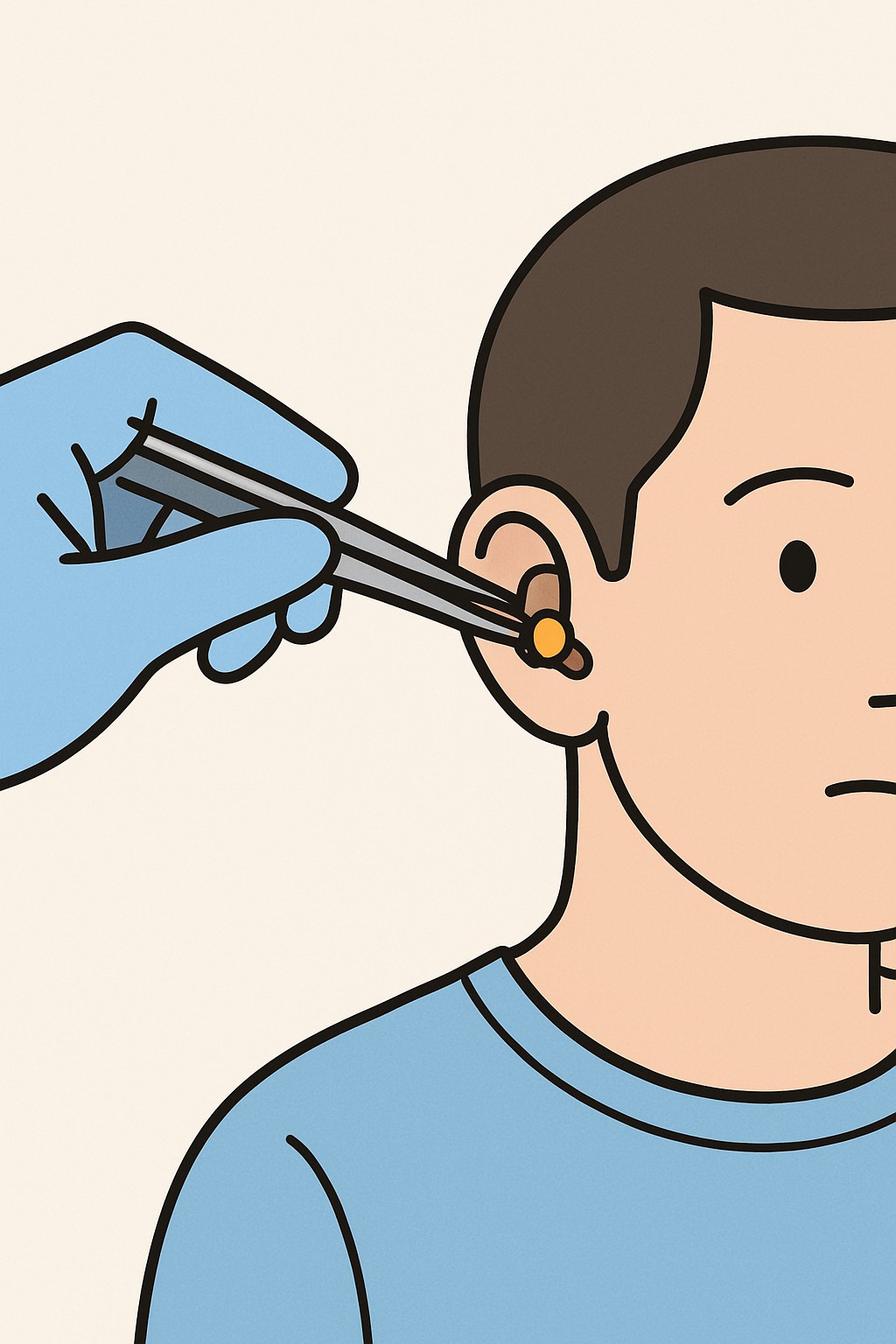 Foreign body removal - external ear procedure illustration