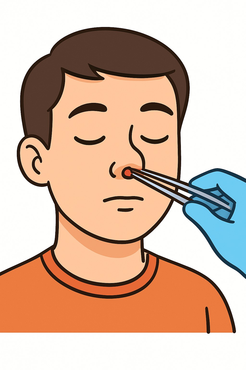 Foreign body removal - nose procedure illustration