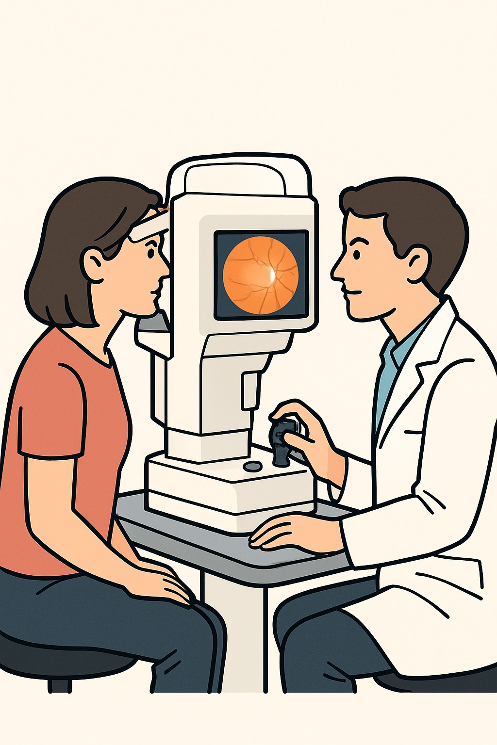 Fundus photography (retinal imaging) procedure illustration