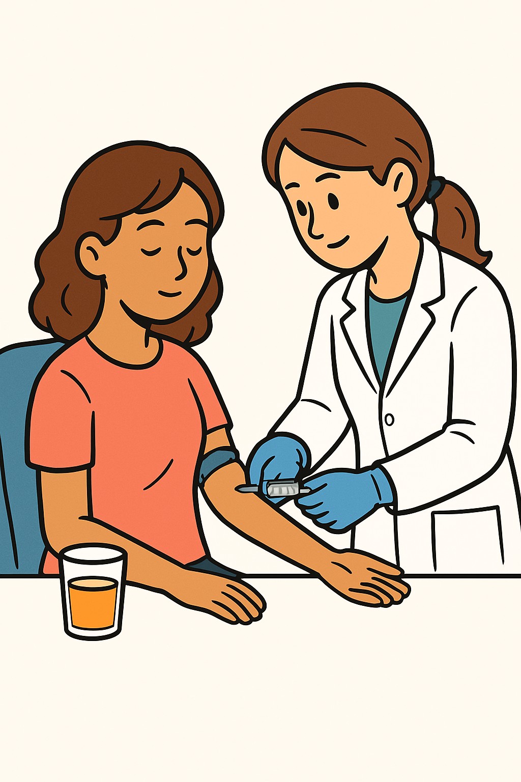 Glucose tolerance test (3-hour GTT) procedure illustration