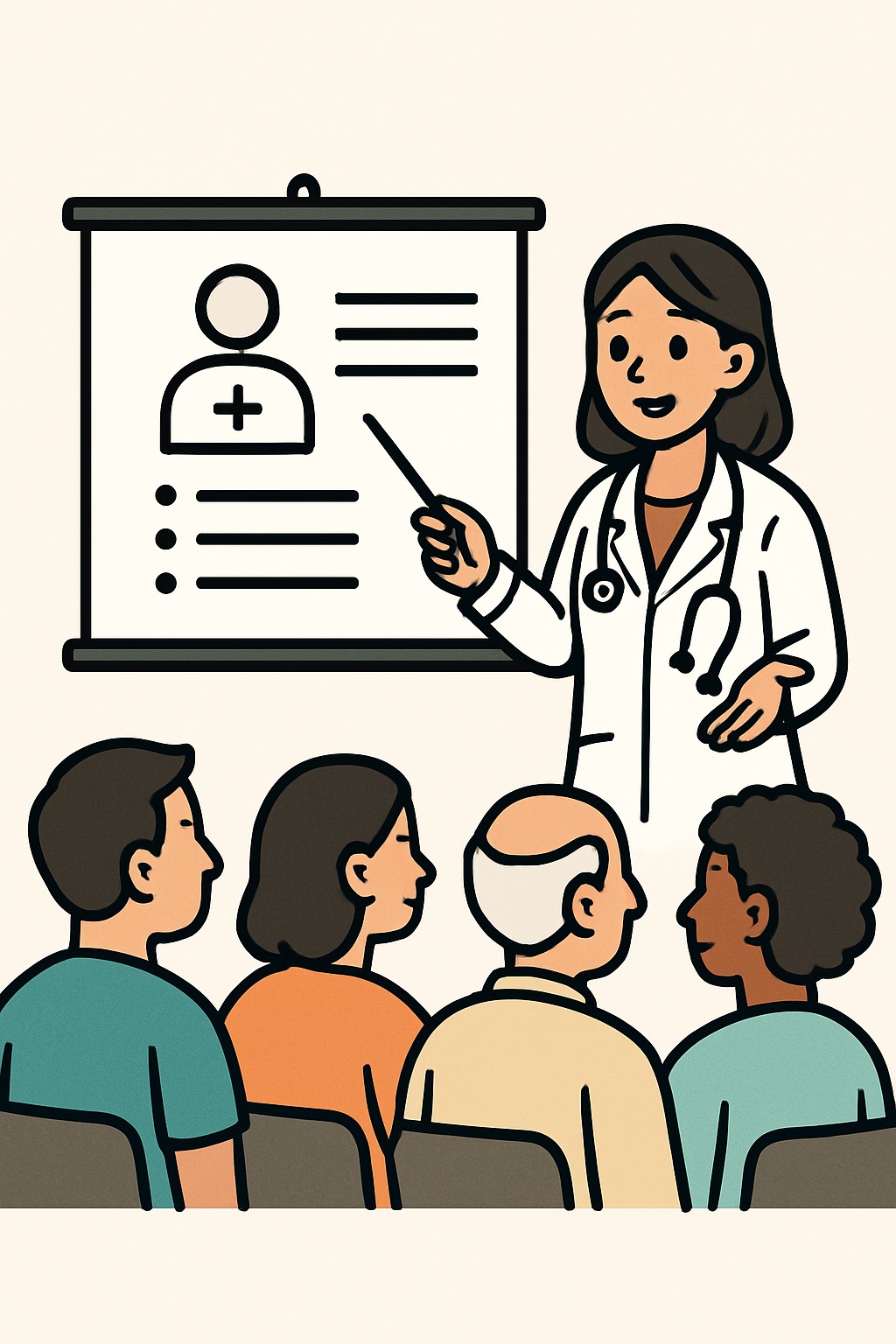 Group health education (patient class) procedure illustration