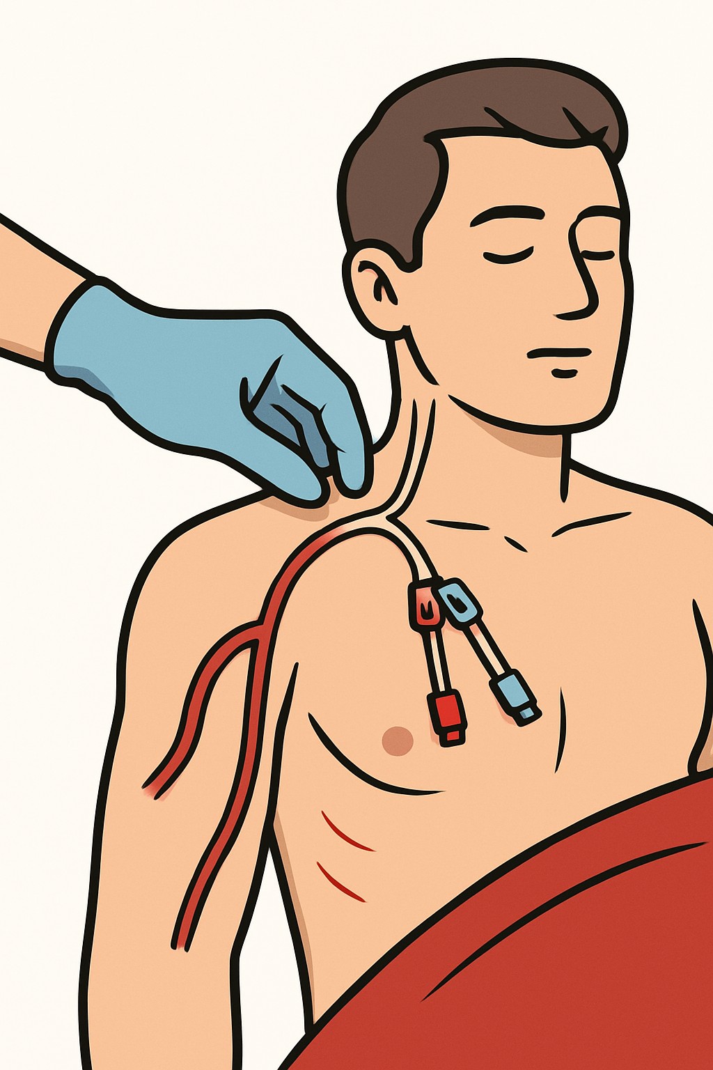 Hemodialysis Catheter Placement procedure illustration