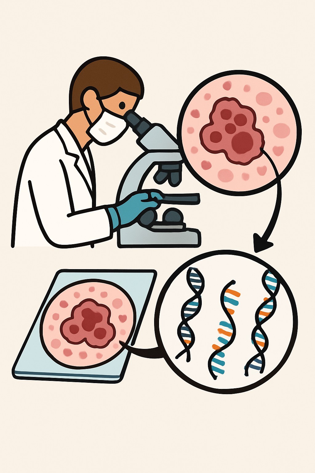 In situ hybridization (e.g. tumor HER2 test) procedure illustration