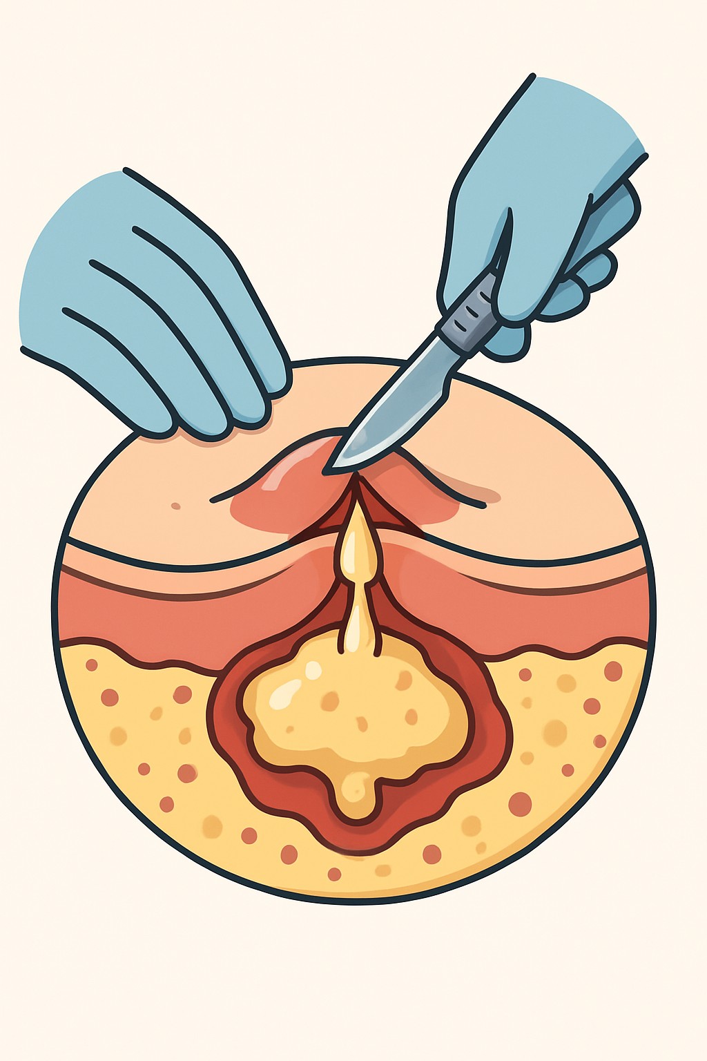 Incision and drainage of abscess - complicated procedure illustration