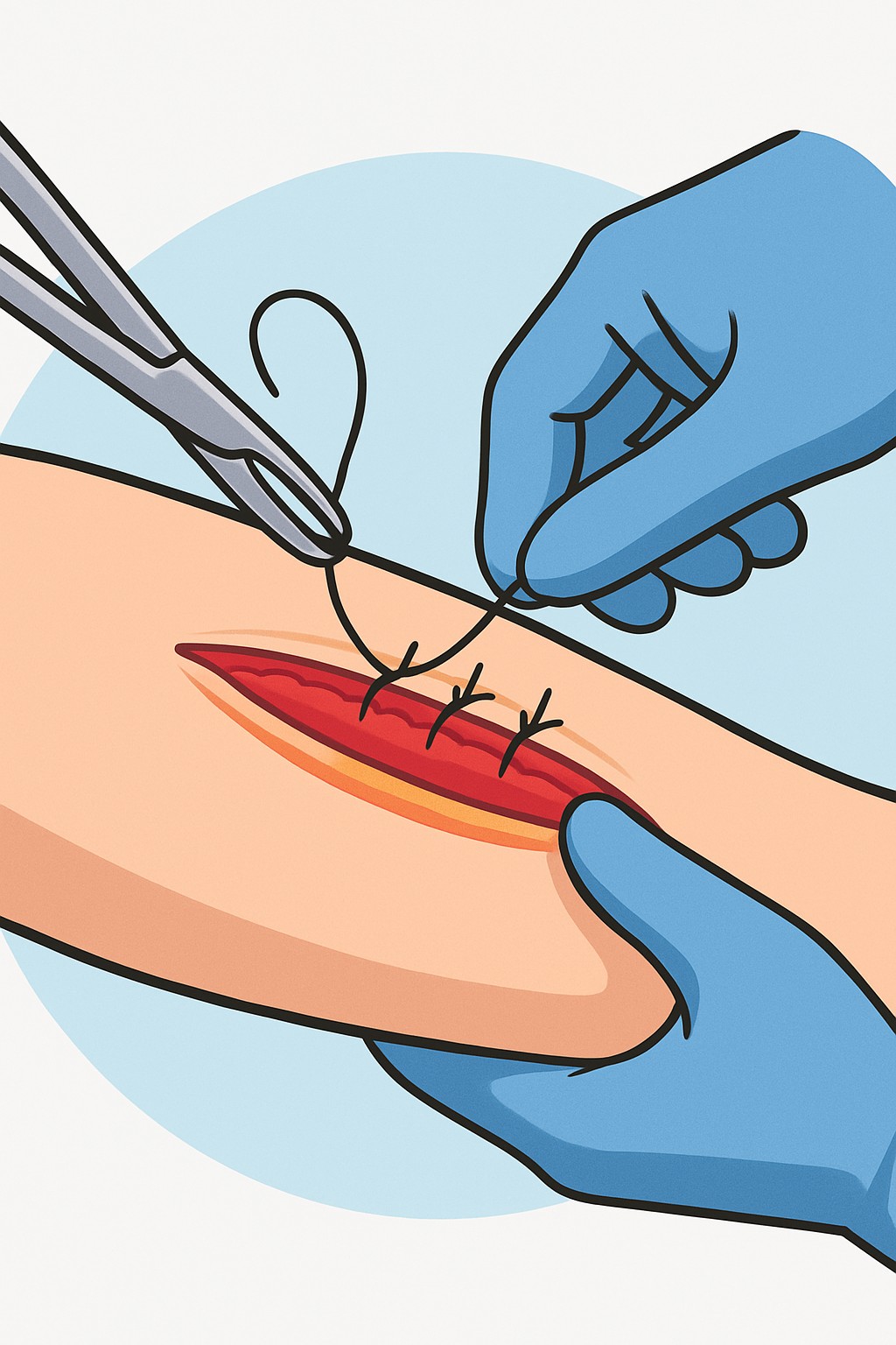 Intermediate wound repair (layered closure - small) procedure illustration