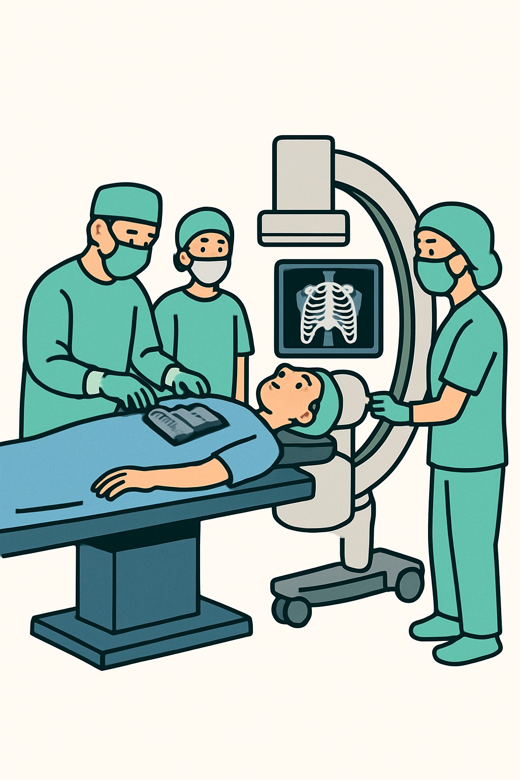 Intraoperative X-ray imaging (operative radiograph) procedure illustration