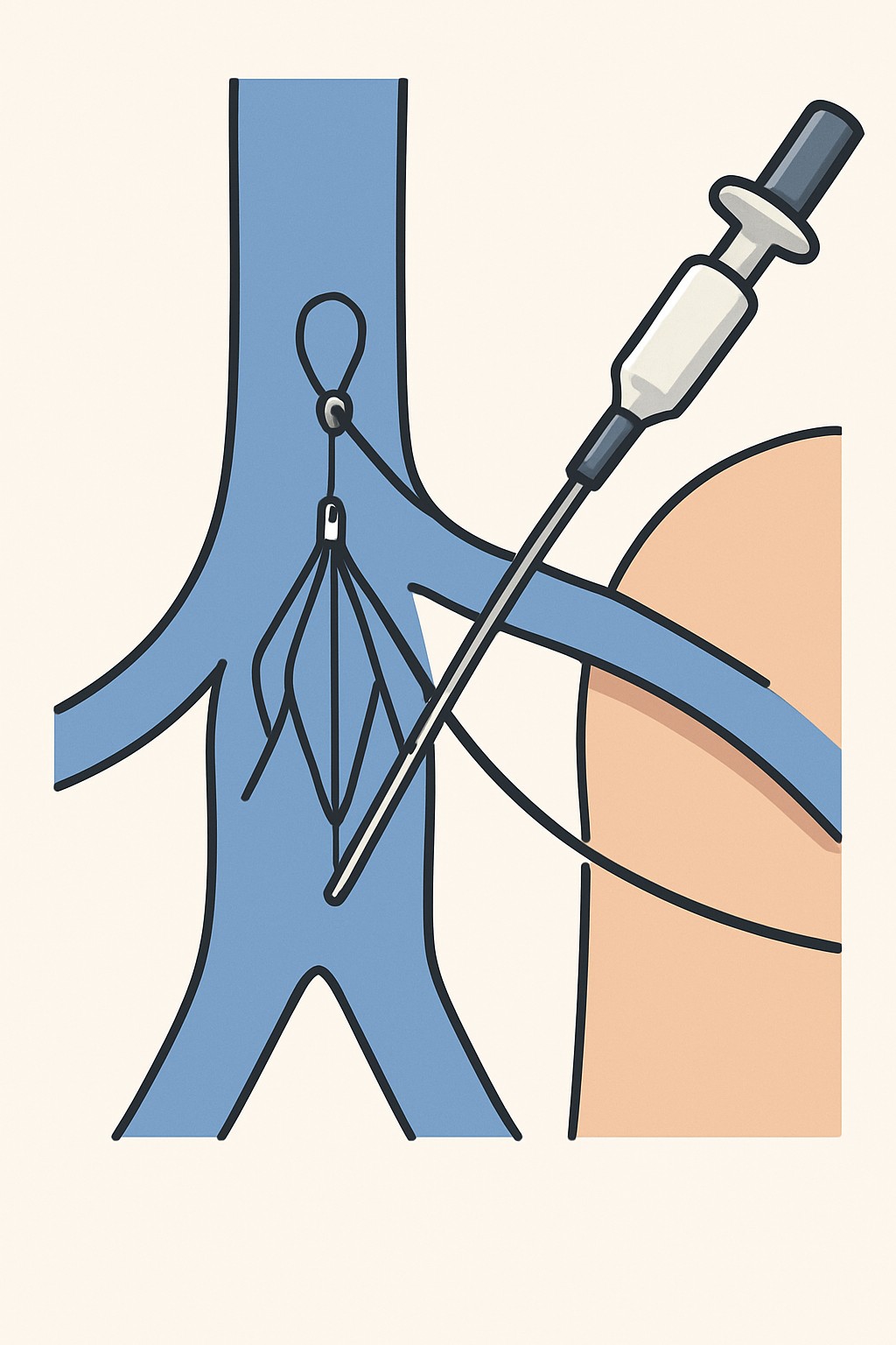 IVC filter removal (vena cava filter retrieval) procedure illustration