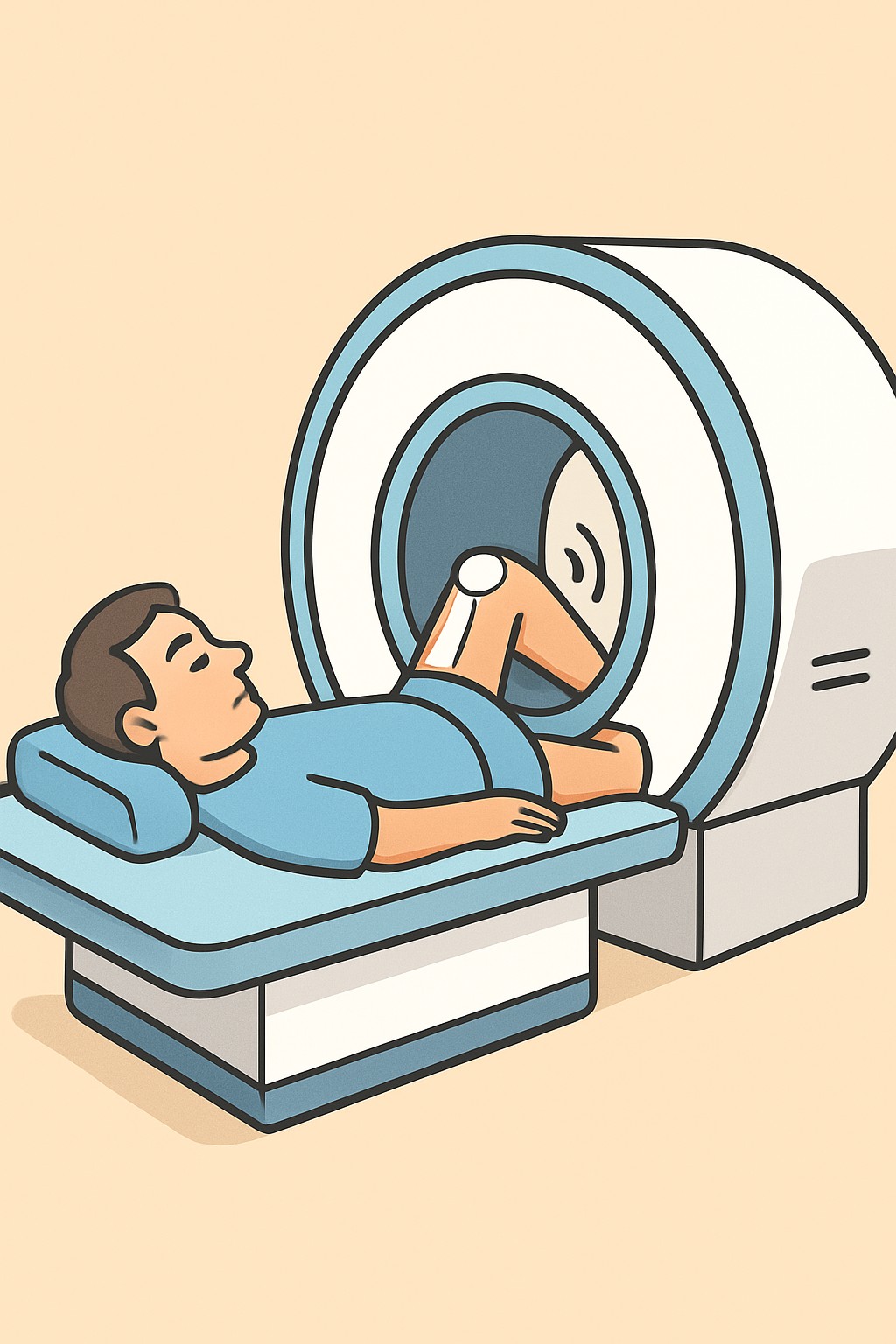 Knee MRI without contrast procedure illustration