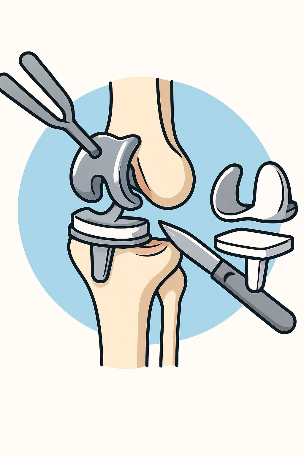 Knee Revision Surgery (2nd joint replacement) procedure illustration