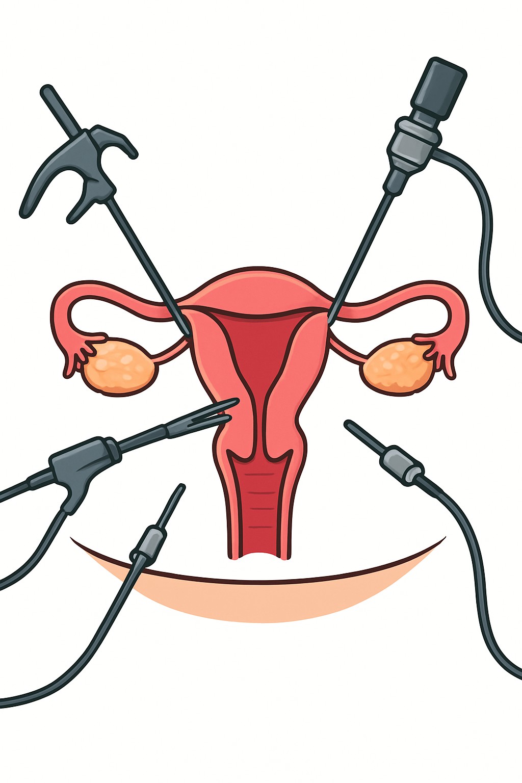 Laparoscopic oophorectomy (ovary removal) procedure illustration