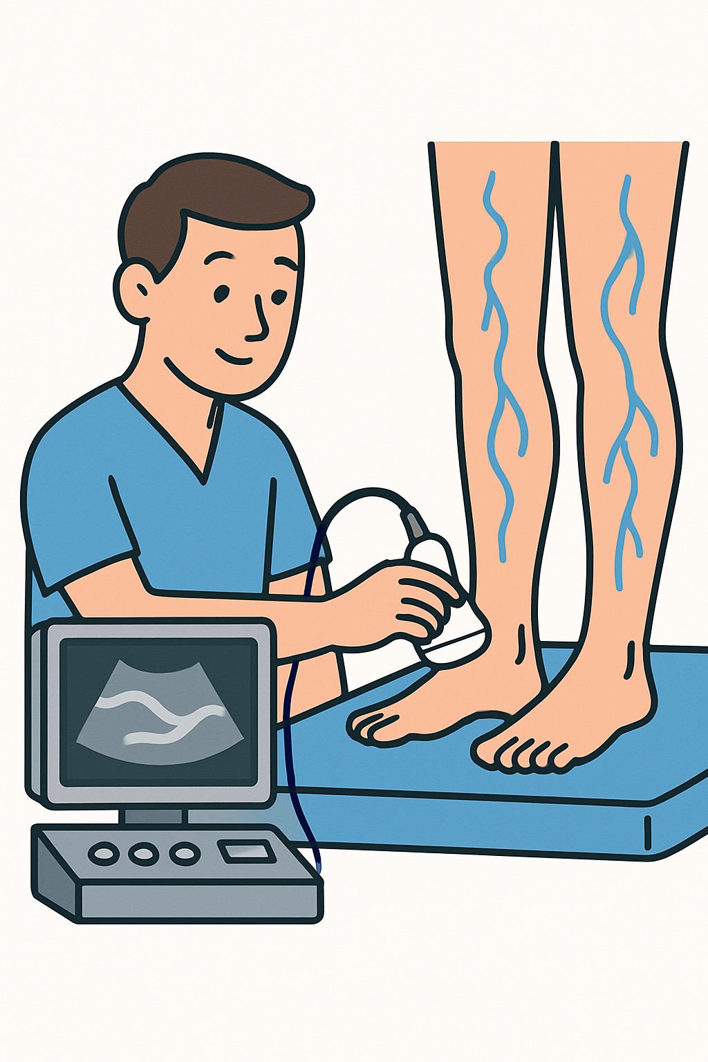 Leg vein ultrasound (bilateral) procedure illustration