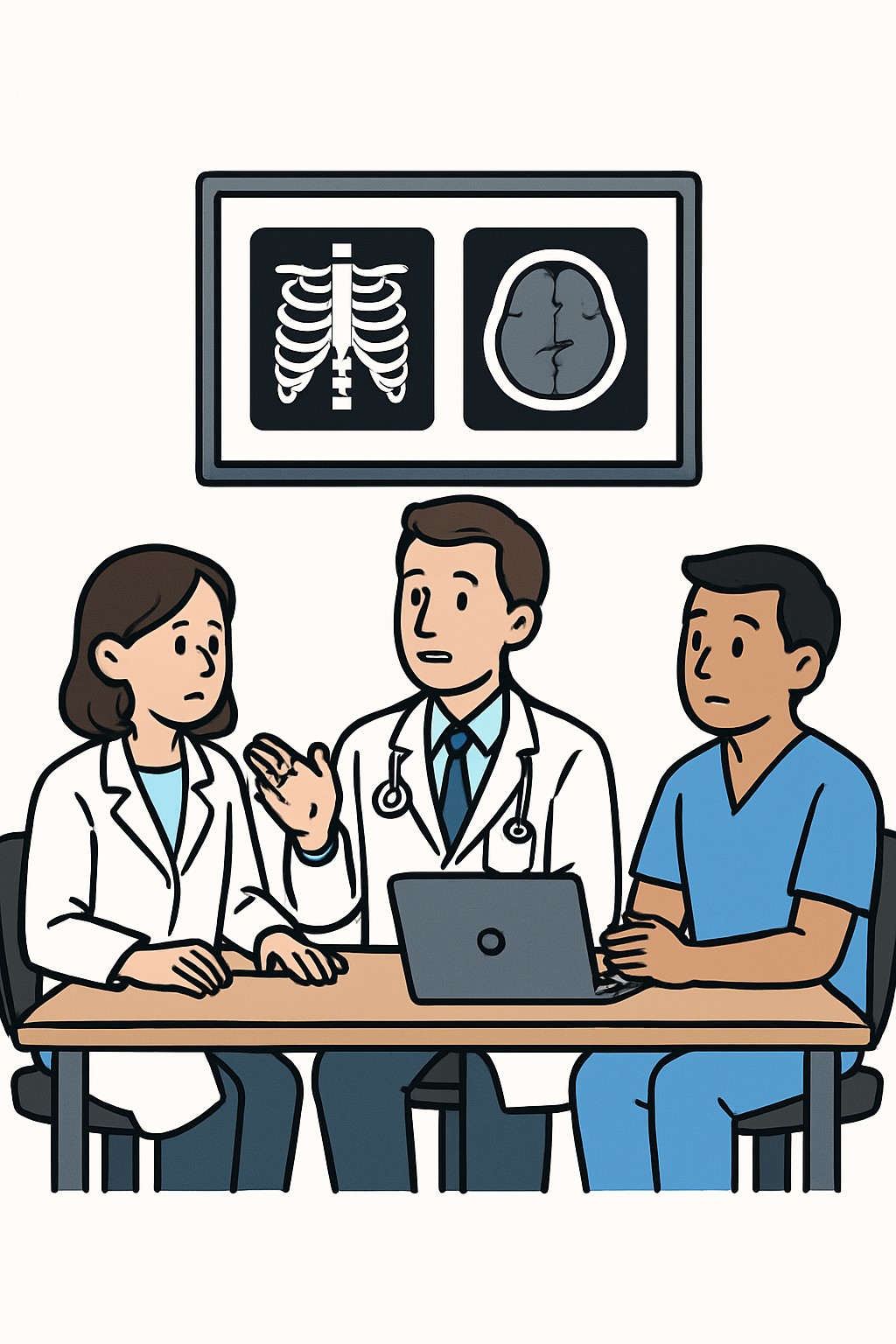 Medical team conference (without patient) procedure illustration
