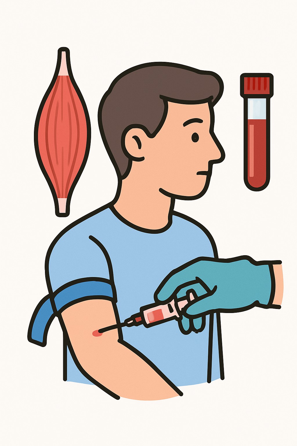 Myoglobin blood level (muscle injury test) procedure illustration