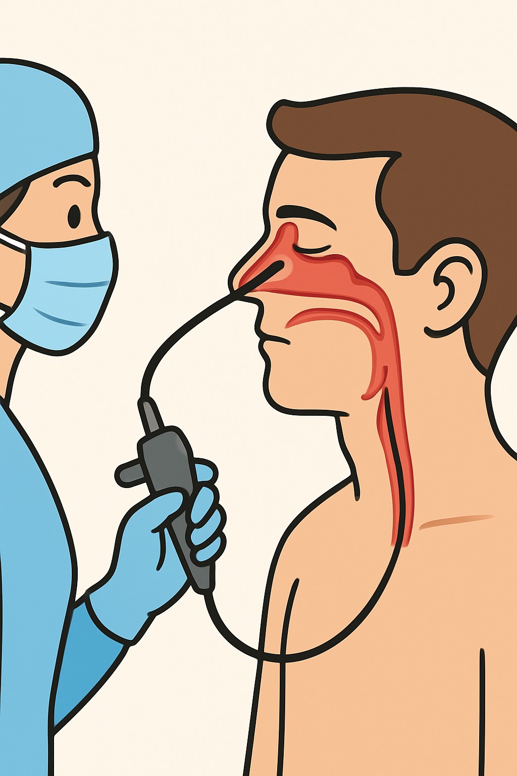 Nasal endoscopy (diagnostic sinus endoscopy) procedure illustration