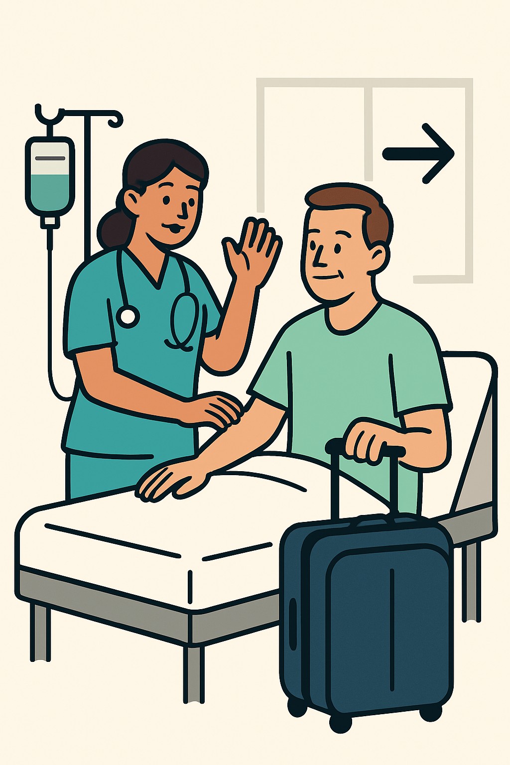 Observation care discharge (same day) procedure illustration