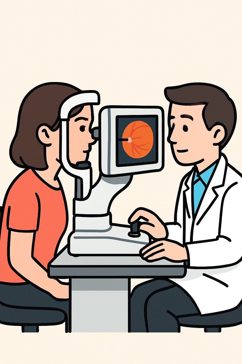 OCT retina scan (imaging of eye) procedure illustration