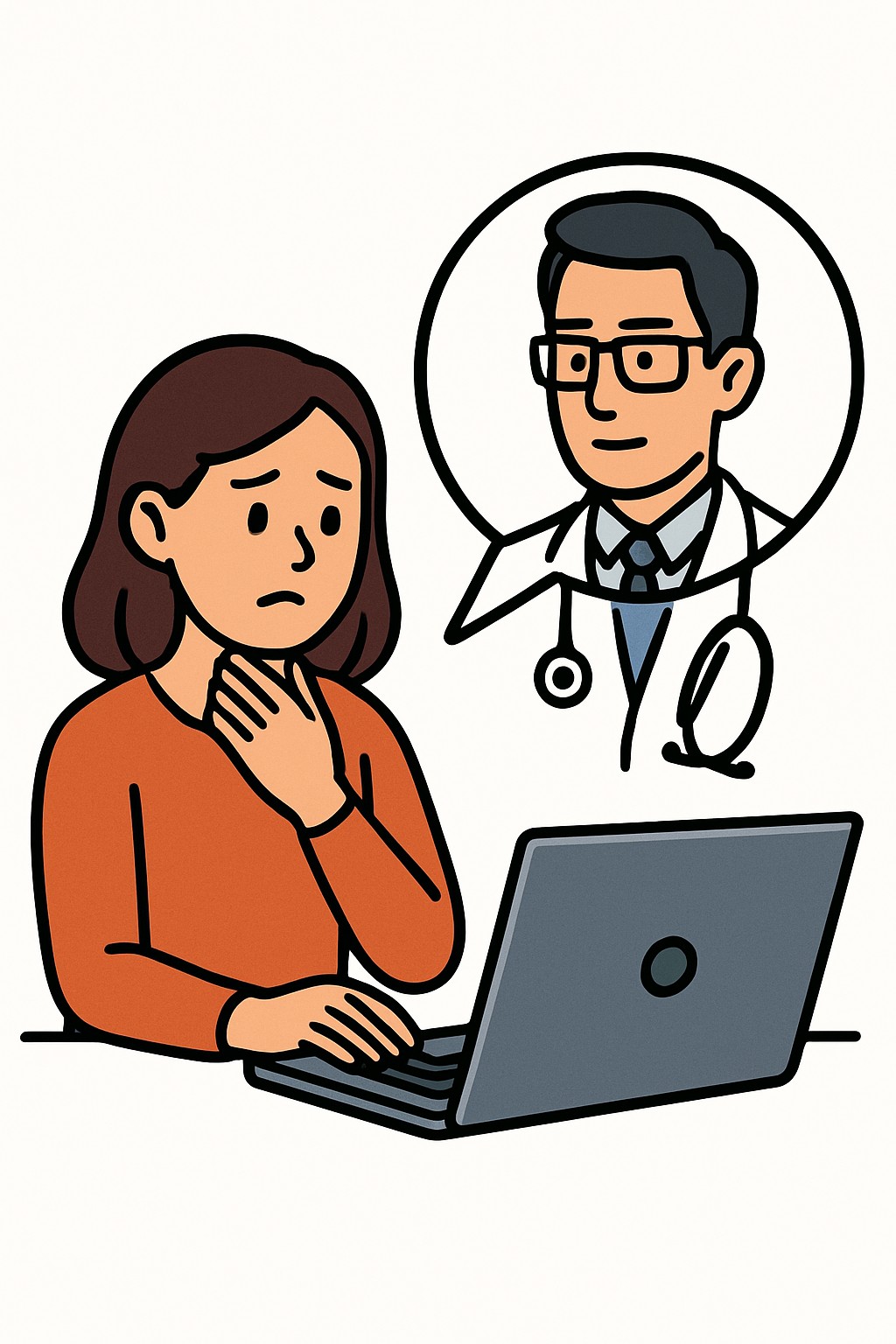 Online digital evaluation (patient portal consult) procedure illustration