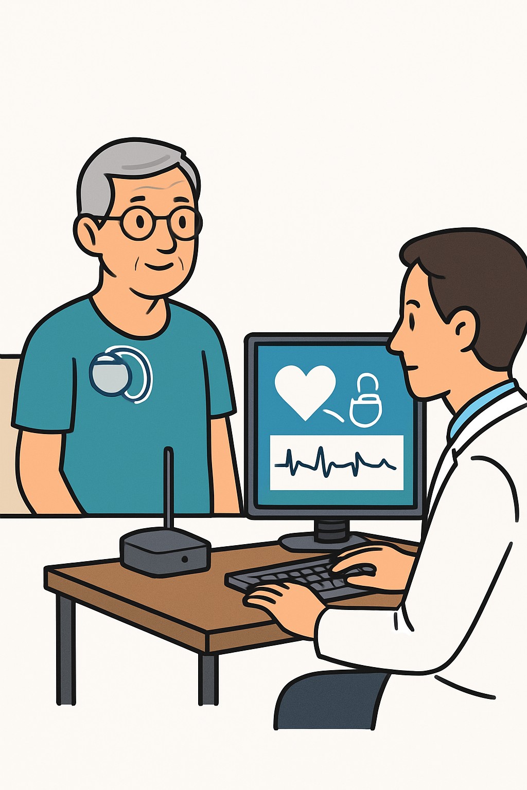 Pacemaker remote monitoring (evaluation) procedure illustration